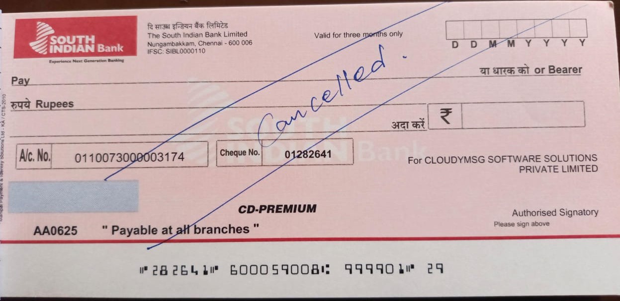 Cancelled Cheque